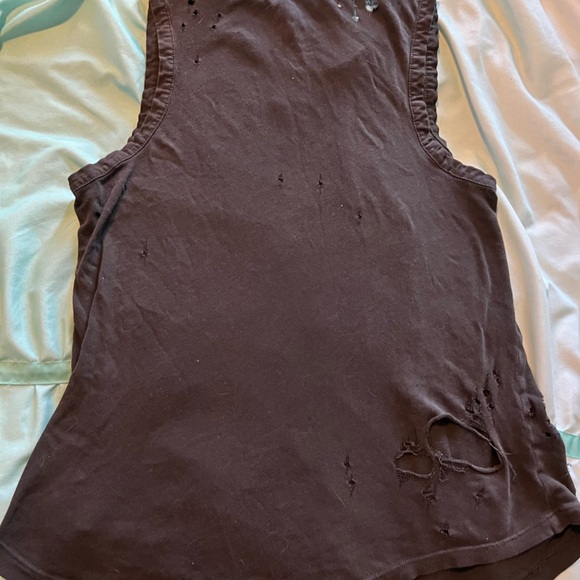 Distressed Chaser charcoal gray sleeveless t shirt Medium glitter pineapple - Picture 5 of 5